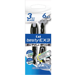 Одноразовый бритвенный станок "Besty EX 3" с плавающей головкой, 3 лезвиями, увлажняющей и приподнимающей волоски полосками, 6 шт