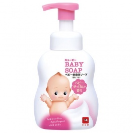 Детская пенка "2 в 1" для мытья волос и тела с первых дней жизни с аромат мыла ("Без слёз") "QP Baby Soap" 400 мл, дозатор 