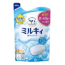 Молочное увлажняющее жидкое мыло для тела с ароматом цветочного мыла "Milky Body Soap" 400 мл, мягкая упаковка 