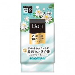 Дезодорант для всего тела в форме салфеток "Ban Premium Refresh Shower Sheets" (с пудрой, аромат «Цветущий лотос») 30 шт