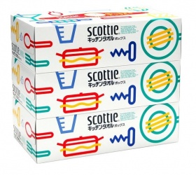 Бумажные кухонные полотенца в коробке Crecia "Scottie" двухслойные 75 шт * 3 уп