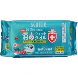 Дезинфицирующие спиртовые влажные полотенца для детей и взрослых с длительной защитой Crecia "Scottie WetGuard" 40 шт