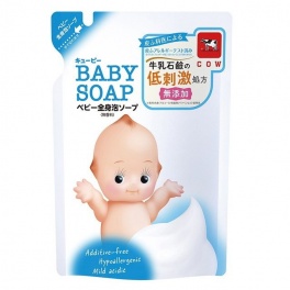 Детская пенка "2 в 1" для мытья волос и тела с первых дней жизни ("Без слез") "QP Baby Soap" 350 мл, мягкая упаковка 