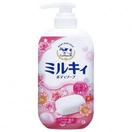 Молочное увлажняющее жидкое мыло для тела с цветочным ароматом "Milky Body Soap" 550 мл, дозатор