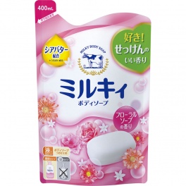 Молочное увлажняющее жидкое мыло для тела с цветочным ароматом «Milky Body Soap» 400 мл  (мягкая упаковка)