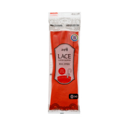 Перчатки из натурального латекса "LACE LATEX GLOVES" с внутренним покрытием (укороченные, с крючками для сушки), коралловые, размер M, 1 пара