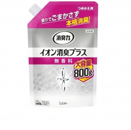 Сменная упаковка для ионного нейтрализатора неприятных запахов для комнаты и туалета "SHOSHU RIKI" (без аромата) 800 г, мягкая упаковка с крышкой