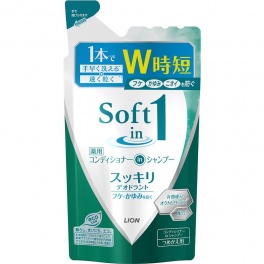 Шампунь с кондиционером "Чистота" для сухих и поврежденных волос "Soft in 1" GREEN 370 мл ( мягкая упаковка)
