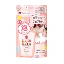 Бархатное увлажняющее мыло-ПЕНКА для тела "Hadakara" с нежным ароматом мыла (для чувствительной кожи) 440 мл, мягкая упаковка 