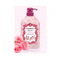 Увлажняющее и отшелушивающее жидкое мыло для тела с растительными экстрактами (успокаивающий аромат розы) 700 мл, дозатор 