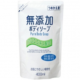 Натуральное бездобавочное жидкое мыло для тела для всей семьи "No added pure body soap" 400 мл, мягкая упаковка