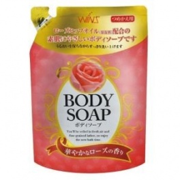 Крем-мыло для тела "Wins Body Soup Rose" с розовым маслом и богатым ароматом 400 мл, мягкая упаковка