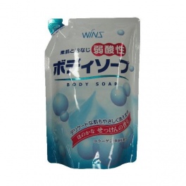 Смягчающее крем-мыло для тела с коллагеном и лауриновой кислотой "Wins Mild Acidity Body Soap" аромат мыла 400 мл, мягкая упаковка
