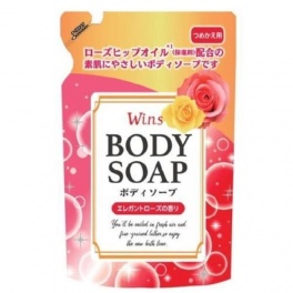 Крем-мыло для тела "Wins Body Soap Rose" с розовым маслом и богатым ароматом 340 г, мягкая упаковка 