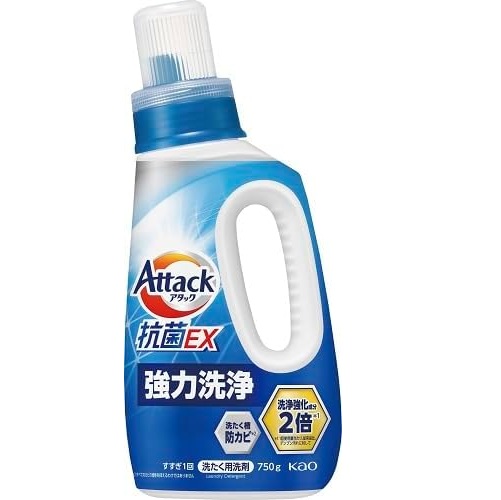 Жидкое средство для стирки "Attack Antibacterial EX" (концентрат тройного действия) 750 г, флакон 