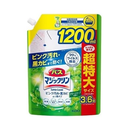 Жидкость чистящая для ванны "Magiсclean" (предотвращающая образование розовой и чёрной плесени, с антибактериальным эффектом, аромат зелёных трав) 1200 мл, мягкая упаковка с крышкой
