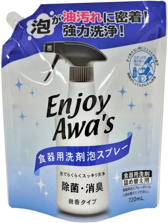 Спрей-пена "Enjoy Awa’s" для мытья посуды (с антибактериальным и дезодорирующим эффектом) 720 мл, сменная упаковка с крышкой 