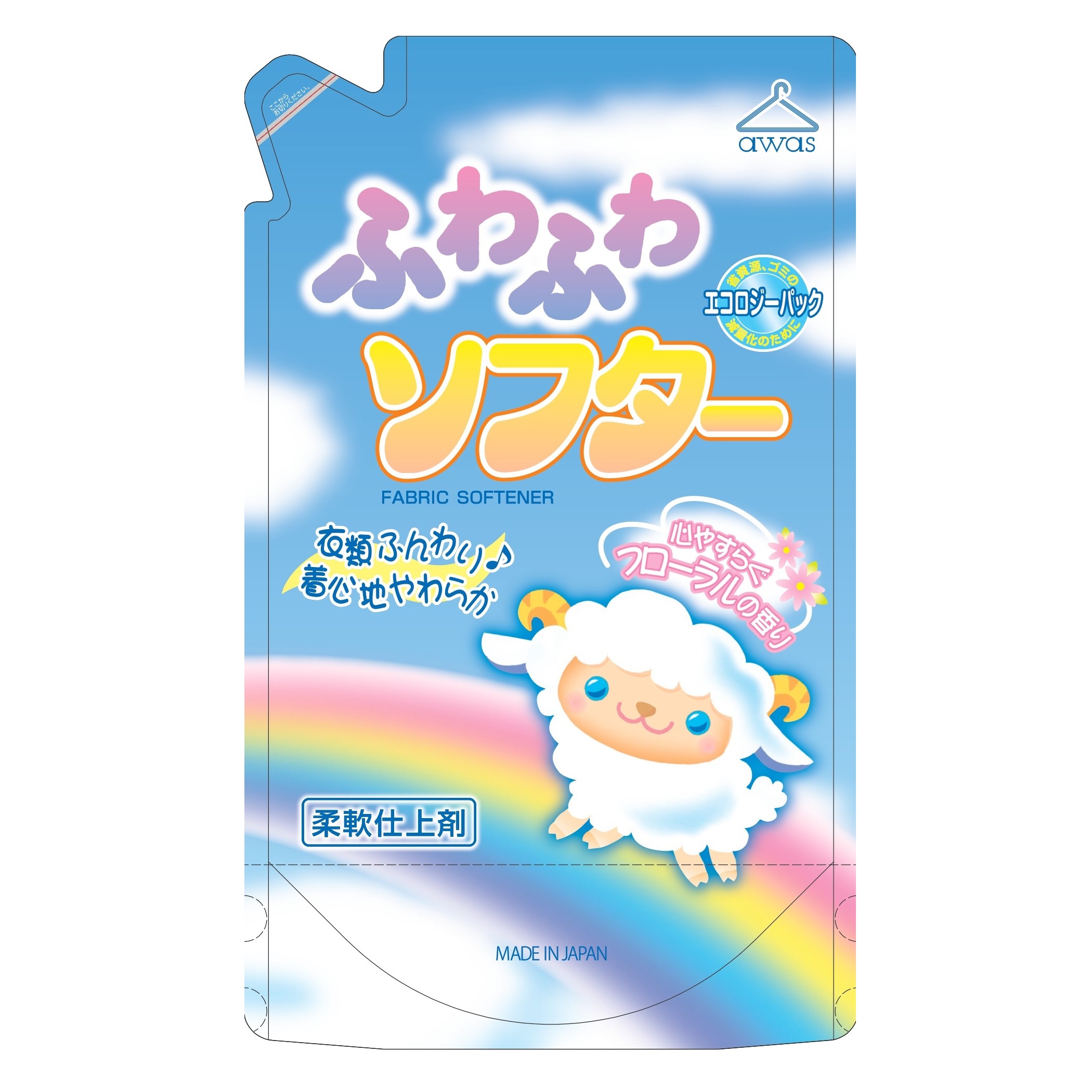 Концентрированный кондиционер "Fuwa fuwa Softa" для белья (цветочный аромат) 1500 мл, мягкая упаковка