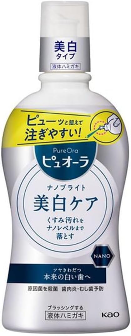 Ополаскиватель полости рта "PureOra" с отбеливающим действием от тёмного и антибактериального налёта (жидкая зубная паста / со спиртом) 400 мл