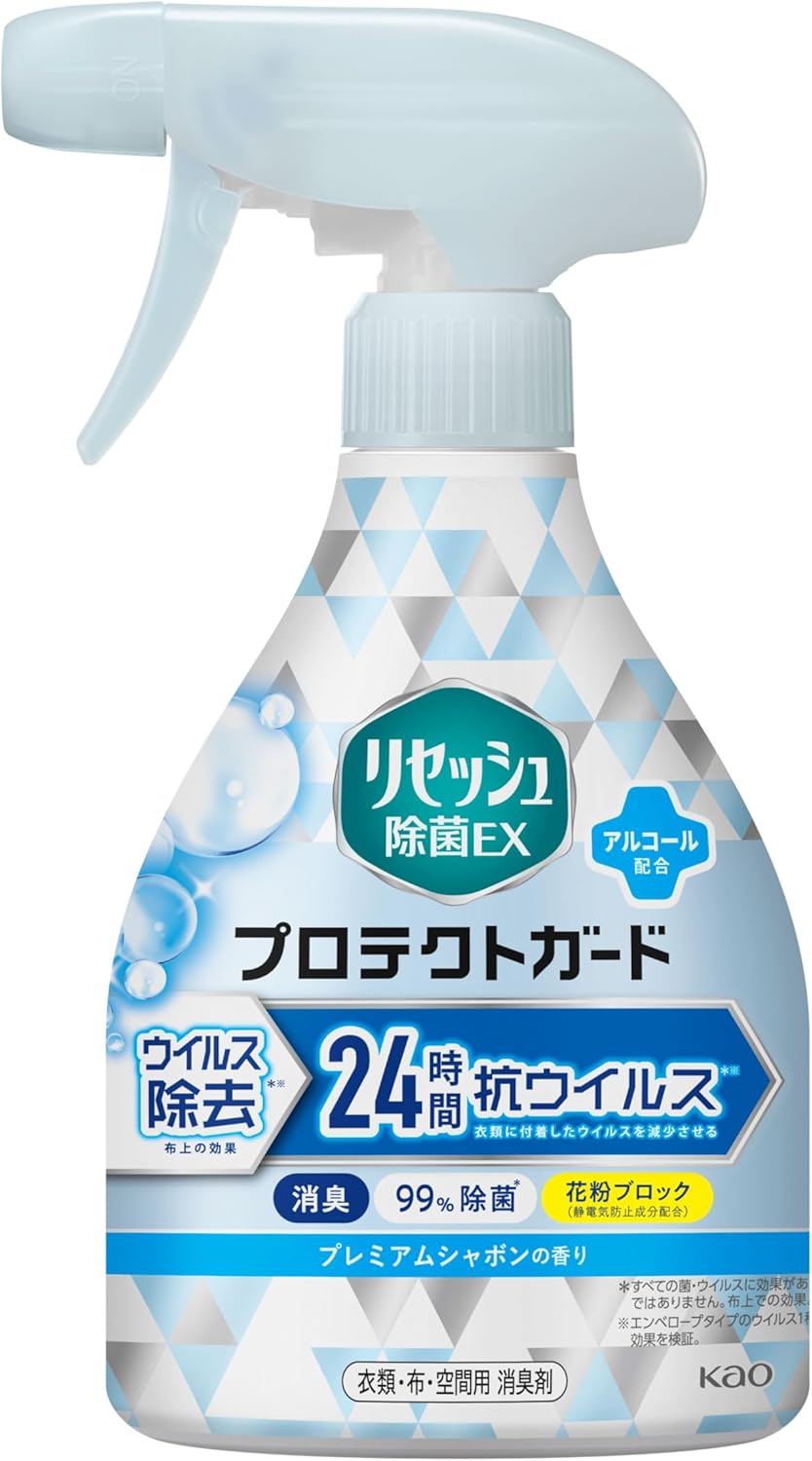 Кондиционер-спрей "Resesh Antibacterial EX Protect Guard" для белья (антистатический, дезодорирующий, антибактериальный / аромат дорогого мыла) 350 мл, флакон с распылителем