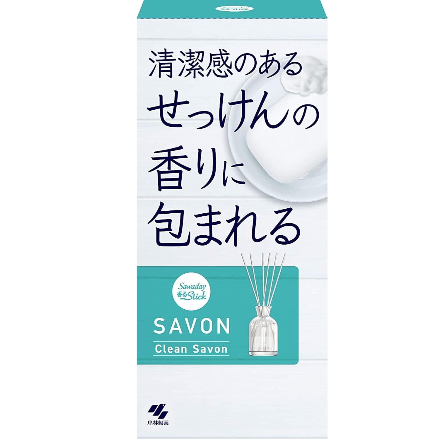 Ароматический диффузор для дома с палочками "Kobayashi CLEAN SAVON" «Море» (стеклянный флакон + наполнитель + палочки) 70 мл