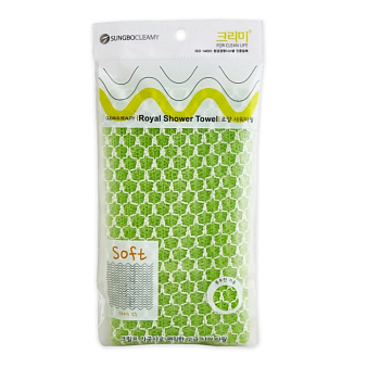Мочалка для тела с плетением «Cетка» и объёмными нитями "Royal Shower Towel" (мягкая) размер 28 см х 90 см 