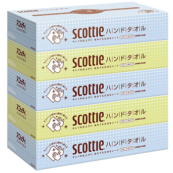 Бумажное полотенце "Scottie" (для рук, двухслойное, 100 листов) размер листа 198 х 206 мм, 100 листов х 5 коробок