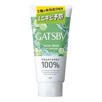 Мужская успокаивающая крем-пенка "Men’s Gatsby Acne Care Foam" для умывания склонной к акне кожи (с охлаждающим эффектом) 130 г 