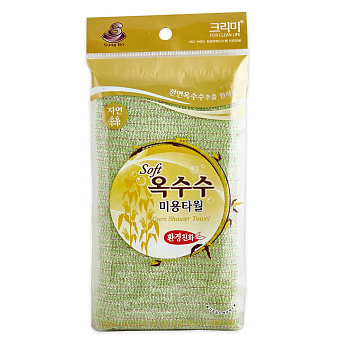 Мочалка для тела с плетением «Волна» и волокнами кукурузы "Corn Shower Towel" (традиционный дизайн, мягкая) размер 28 см х 100 см 