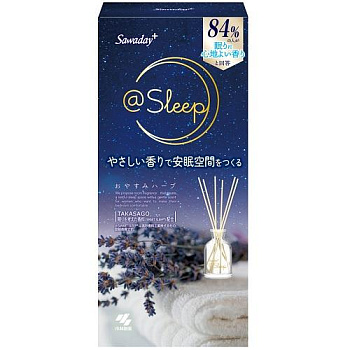 Ароматический диффузор для дома с палочками "Kobayashi OYASUMI HERB SLEEP" «Лаванда» (стеклянный флакон + наполнитель + палочки) 70 мл 