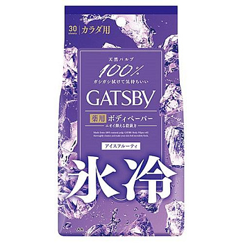 Мужской дезодорант-антиперспирант для всего тела в форме салфеток "Gatsby Body Wipes Deodorant Ice-Type" с суперохлаждающим ментолом «Ледяные фрукты» 30 шт. 