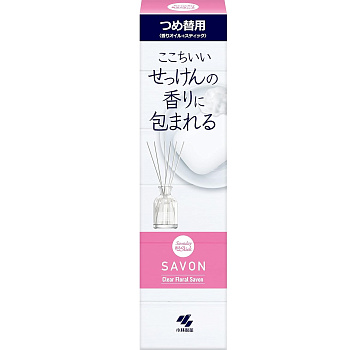 Ароматический диффузор для дома с палочками "Kobayashi CLEAR FLORAL SAVON" «Цветочное мыло» (без стеклянного флакона / наполнитель + палочки) 70 мл 