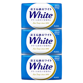 Натуральное увлажняющее туалетное мыло "White" со скваланом (нежный аромат цветочного мыла) 85 г х 3 шт.