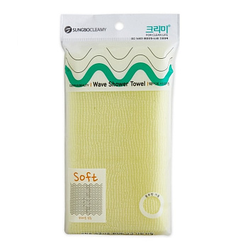 Мочалка для тела с плетением «Волна» однотонная "Wave Shower Towel" (мягкая) размер 28 см х 95 см 