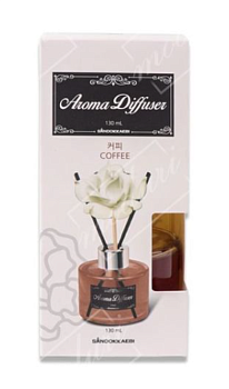 Жидкий освежитель воздуха "Aroma Diffuser" (стеклянный флакон + палочки / кофе) 130 мл 