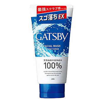 Мужская скрабирующая крем-пенка "Men’s Gatsby Perfect Scrub" для умывания и смягчения склонной к шелушению кожи (с суперохлаждающим эффектом) 130 г 