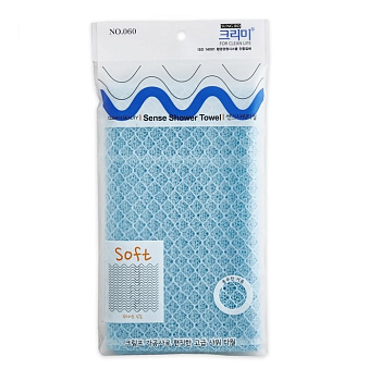 Мочалка для тела с плетением «Сетка» и выпуклым рисунком «Ромб» "Sense Shower Towel" (средней жёсткости) размер 28 см х 90 см 