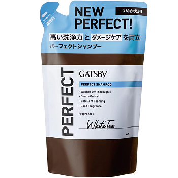 Мужской шампунь "Gatsby Perfect Shampoo" для двойной очистки кожи головы и удаления укладочных средств (аромат белого чая) 300 мл, мягкая упаковка 