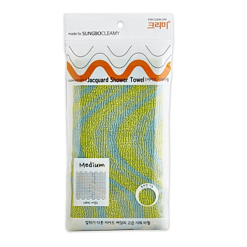 Мочалка для тела с объёмным жаккардовым плетением "Jacquard Shower Towel" (средней жёсткости) размер 23 см х 95 см 