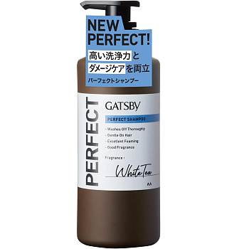 Мужской шампунь "Gatsby Perfect Shampoo" для двойной очистки кожи головы и удаления укладочных средств (аромат белого чая) 380 мл