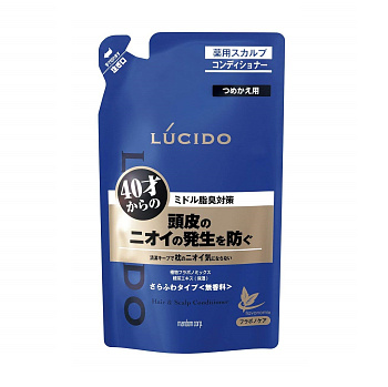 Мужской кондиционер "Lucido Hair&Scalp Conditioner" снимающий раздражение и удаляющий неприятный запах с кожи головы с антибактериальным эффектом и флавоноидами (для мужчин после 40 лет) 380 мл, мягкая упаковка 