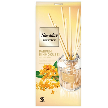 Ароматический диффузор для дома с палочками "Kobayashi PARFUM KINMOKUSEI" «Османтус» (рифлёный флакон + наполнитель + палочки) 70 мл 