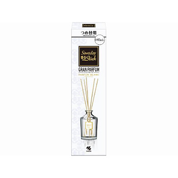 Ароматический диффузор для дома с палочками "Kobayashi GRAN PARFUM BLANC" «Parfum Blanc» (без рифлёного флакона / 2 наполнителя + палочки) 140 мл 