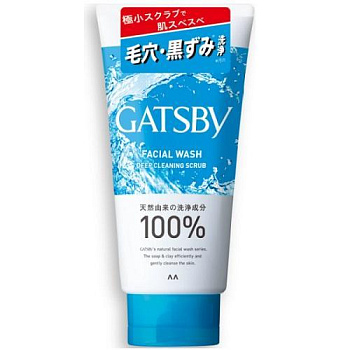 Мужская скрабирующая крем-пенка "Men’s Gatsby Deep Cleansing Scrub" для умывания и очищения закупоренных пор (с охлаждающим эффектом) 130 г 