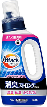 Жидкое средство для стирки "Attack Deodorant Strong Gel" (против стойких неприятных запахов, в т.ч. пота и мочи / усиленный аромат) 720 г, флакон 