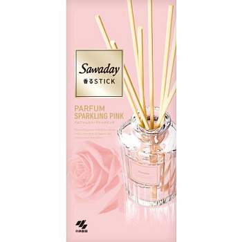 Ароматический диффузор для дома с палочками "Kobayashi PARFUM SPARKLING PINK" «Parfum Sparkling Pink» (рифлёный флакон + наполнитель + палочки) 70 мл 