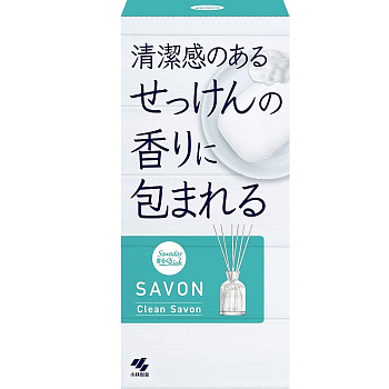Ароматический диффузор для дома с палочками "Kobayashi CLEAN SAVON" «Море» (стеклянный флакон + наполнитель + палочки) 70 мл