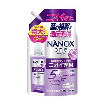 Жидкое средство "Top Nanox One Odor" для стирки (дезодорирующее действие + сохранение цвета / суперконцентрат) 765 г, сменная упаковка с крышкой